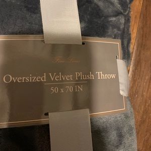 Oversized gray plush velvet throw blanket